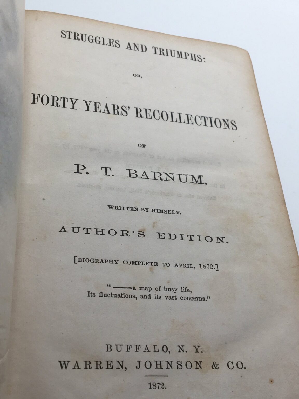Struggles and Triumphs , Recollections : P.T. Barnum 1872 [ Warren Johnson Courier Co ] - Image 2