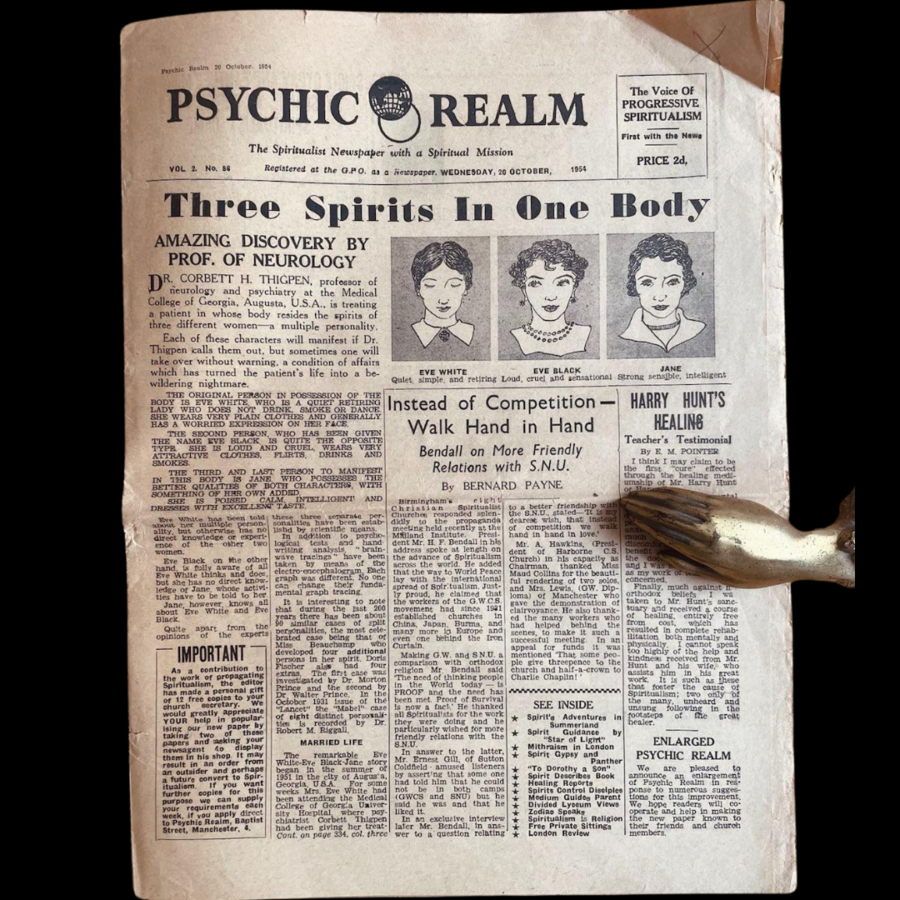 Psychic Realm Spiritualist Newspaper October 1954 Manchester Ernest Thompson Three Faces of Eve Corbett Thigpen Multiple Personality Disorder