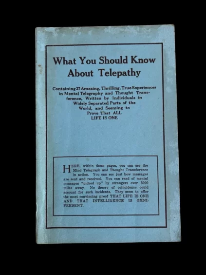 What You Should Know About Telepathy Elizabeth Towne Company Co Holyoke Mass 1928