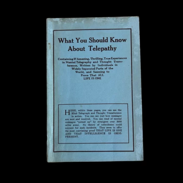 What You Should Know About Telepathy Elizabeth Towne Company Co Holyoke Mass 1928