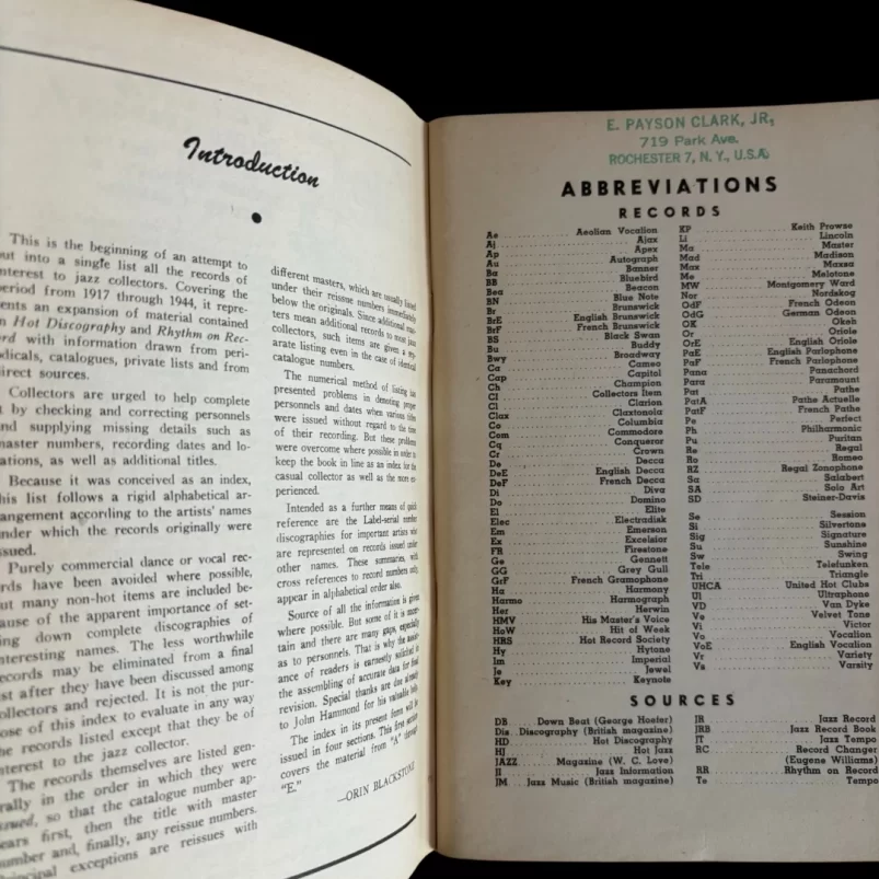 Index To Jazz Vol I : Orin Blackstone 1946 [ E Payson Clark Jr ] - Image 2
