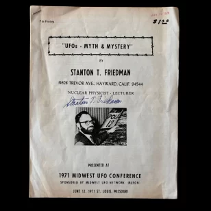 UFOs Myth & Mystery Stanton Friedman MUFON 1979 Signed Lecture