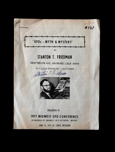 UFOs Myth & Mystery Stanton Friedman MUFON 1979 Signed Lecture