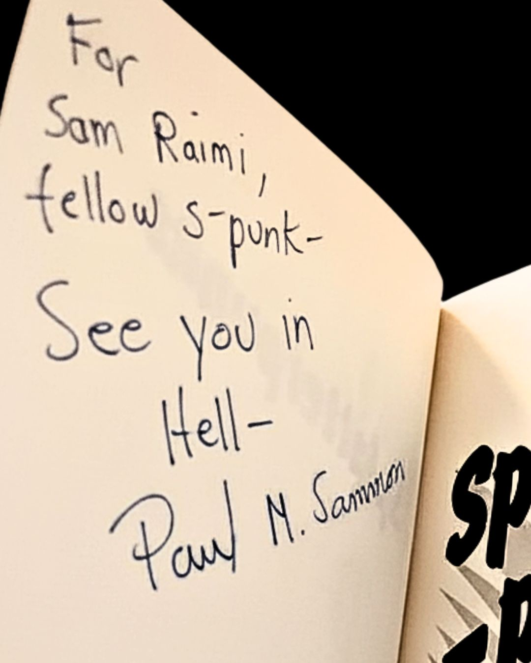 Splatterpunks Extreme Horror Anthology Paul Sammon First Edition 1990 Signed Inscribed to Sam Raimi Horror Director Splatterpunk Splatter Punk